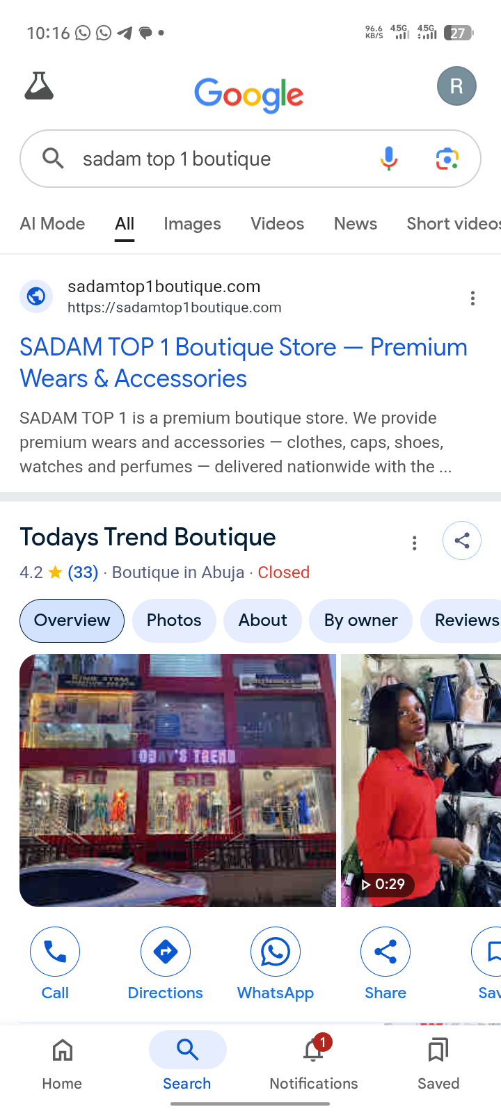 sadamtop1boutique.com ranking #1 on Google search